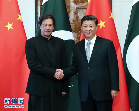 10月9日，国家主席习近平在北京钓鱼台国宾馆会见巴基斯坦总理伊姆兰·汗。