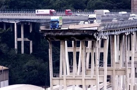 即将被爆破拆除的热那亚莫兰迪大桥。